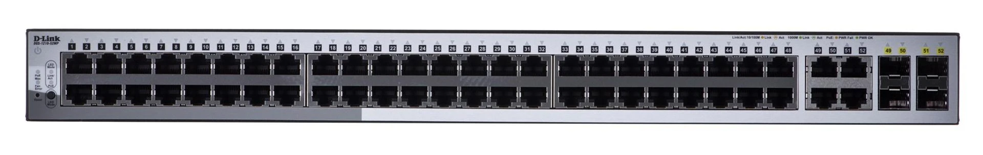 Šakotuvas D-LINK 52-Port Layer2 Smart Managed 48x PoE Gigabit Switch dlink žalias 3.0 48x 10/100/1000Mbit/s TP RJ-45 PoE prievadai 802.3at