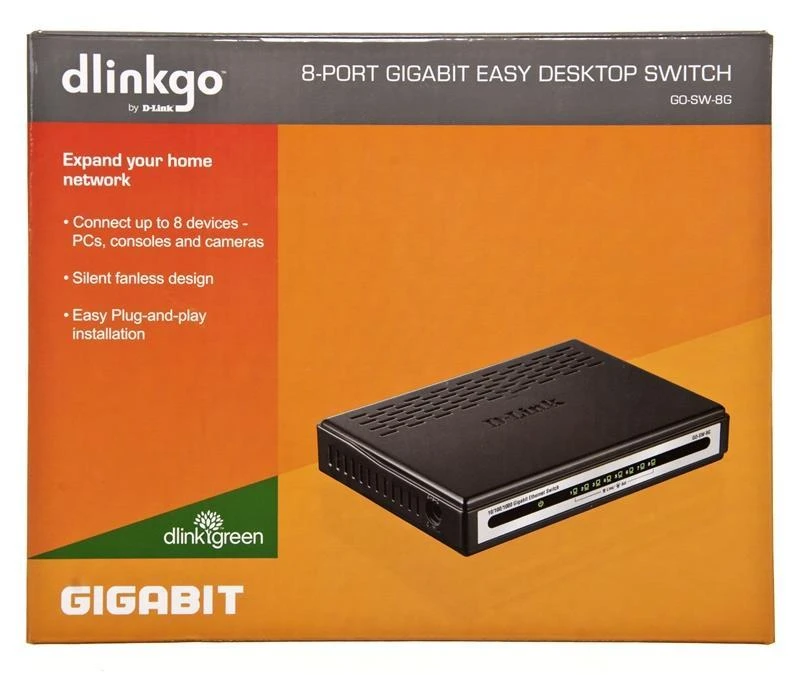 Šakotuvas D-Link GO-SW-8G tinklo komutatorius Ne-valdomas Juoda
