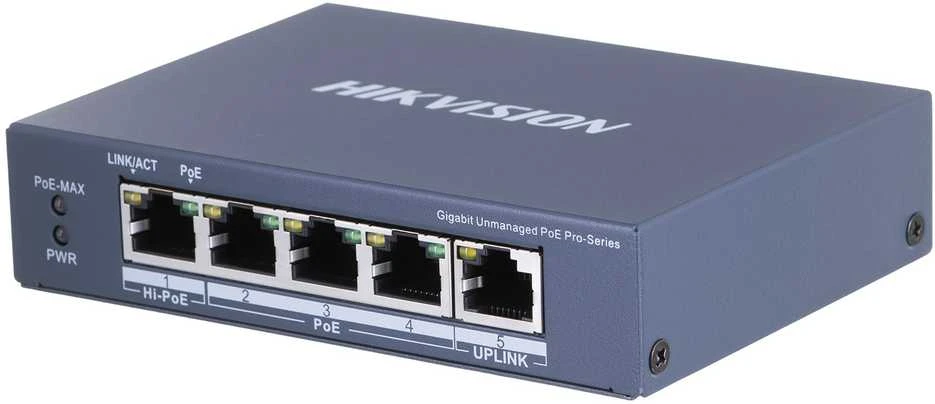 Šakotuvas SWITCH POE DS-3E0505HP-E 4 PRIEVADŲ Hikvision