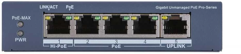 Šakotuvas SWITCH POE DS-3E0505HP-E 4 PRIEVADŲ Hikvision