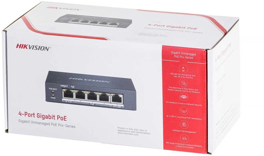 Šakotuvas SWITCH POE DS-3E0505HP-E 4 PRIEVADŲ Hikvision