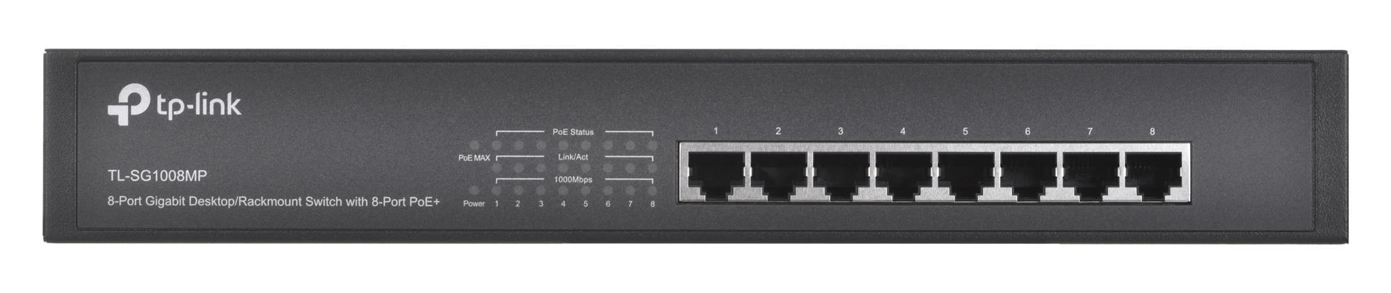 Šakotuvas TP-LINK | Komutatorius | TL-SG1008MP | Nevaldomas | Stalinis / montuojamas į stelažą | Gigabito Ethernet (varinis) jungčių kiekis: 8 | PoE+ jungčių kiekis: 8 | Maitinimo šaltinio tipas: Vienas | 36 mėn.