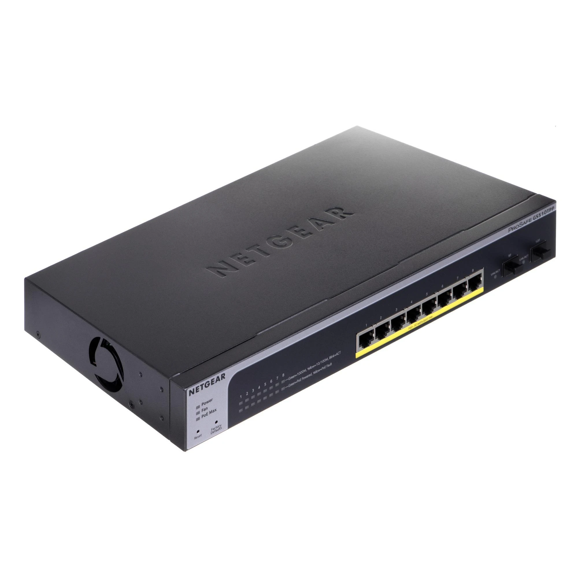 Šakotuvas Netgear Switch GS510TPP žiniatinklio valdymas, montuojamas ant stovo, 1 Gbps (RJ-45) jungčių kiekis 8, SFP jungčių kiekis 2, PoE+ jungčių kiekis 8, maitinimo tipas vienas