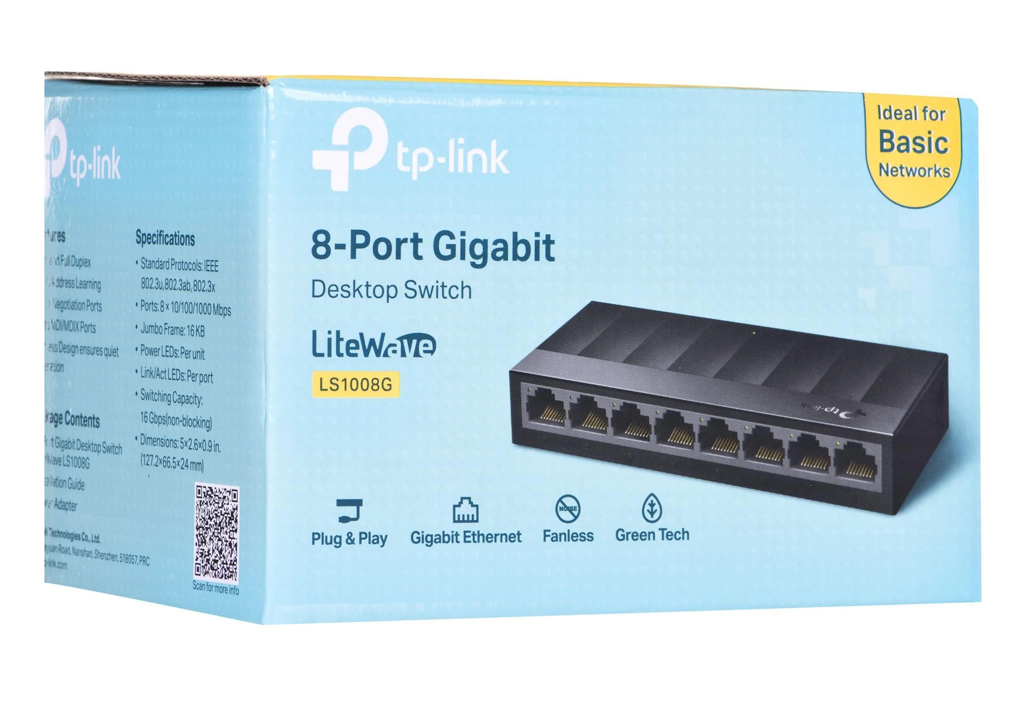 TP-LINK LiteWave 8-port Gigabit Desktop Switch 8 Gigabit RJ45 Ports Desktop Plastikinis dėklas