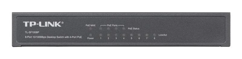Šakotuvas TP-LINK 8 prievadų PoE jungiklis 4 PoE prievadai