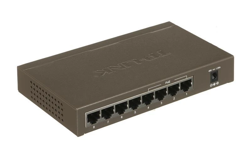 Šakotuvas TP-LINK 8 prievadų PoE jungiklis 4 PoE prievadai
