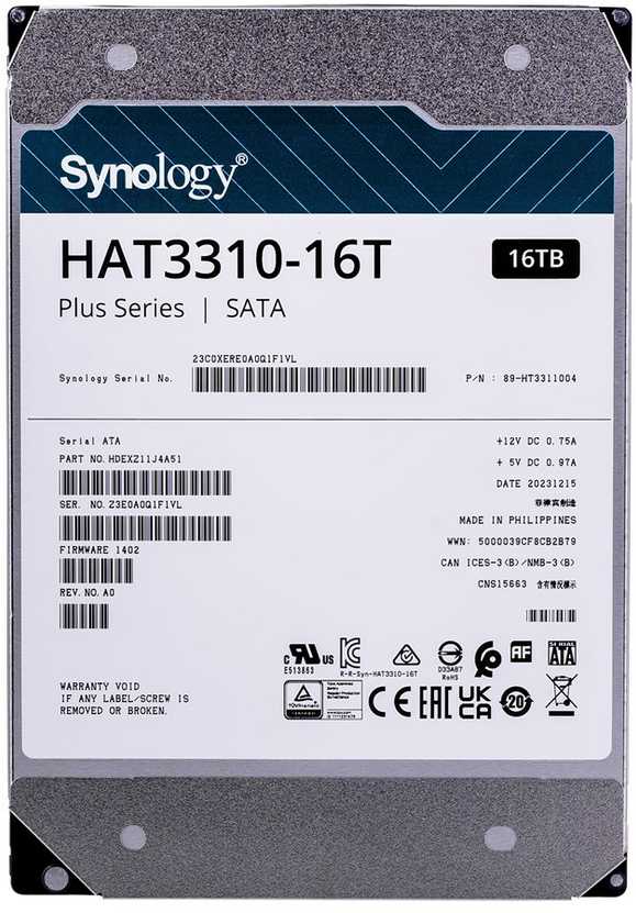 Synology HAT3310-16T vidinis kietasis diskas 3,5" 16 TB Serial ATA