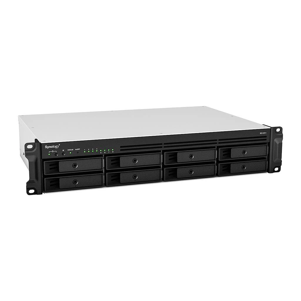 Serveris Synology Sinologija | Rack NAS | RS1221+ | Iki 8 HDD/SSD Hot-Swap | AMD Ryzen | „Ryzen V1500B Quad Core“ | Procesoriaus dažnis 2,2 GHz | 4 GB | DDR4