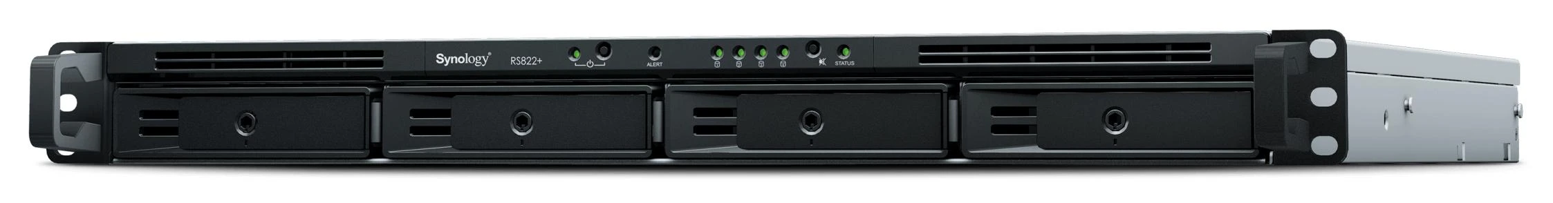 Serveris „SYNOLOGY RS822RP+“ 4 lizdų NAS, montuojamas ant stovo, AMD Ryzen V1500B, 4 branduolių, 2,2 GHz, 2 GB DDR4 ECC SODIMM, 2 x USB 3.2 RJ-45, 4 x 1 GbE