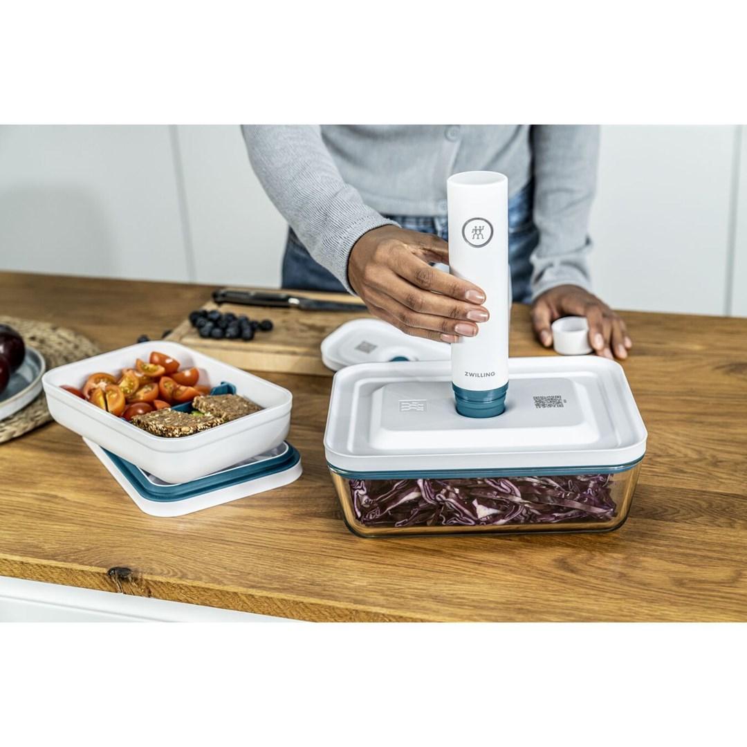 Zwilling stiklinis indas prostokątny 1.5 ltr jūros spalvos