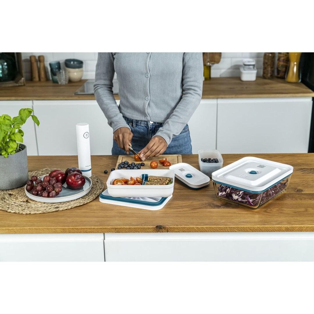 Zwilling stiklinis indas prostokątny 1.5 ltr jūros spalvos
