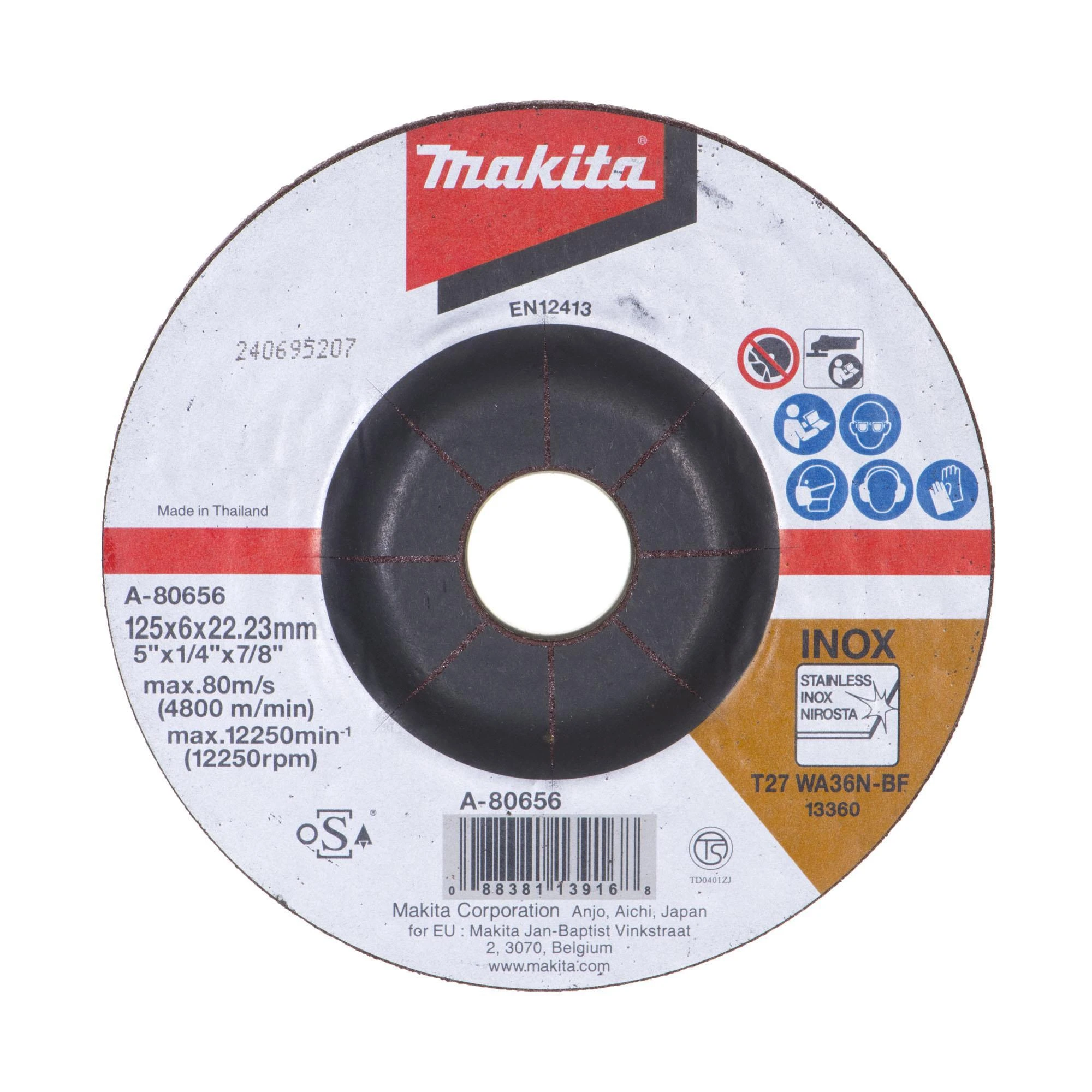 MAKITA KAMPACINIS ŠLIMUOTUVAS 18V‐125mm 2 x 5,0Ah LI-ION BEŠEPEČIŲ DĖKLAS MAKPAC DGA518RTJU
