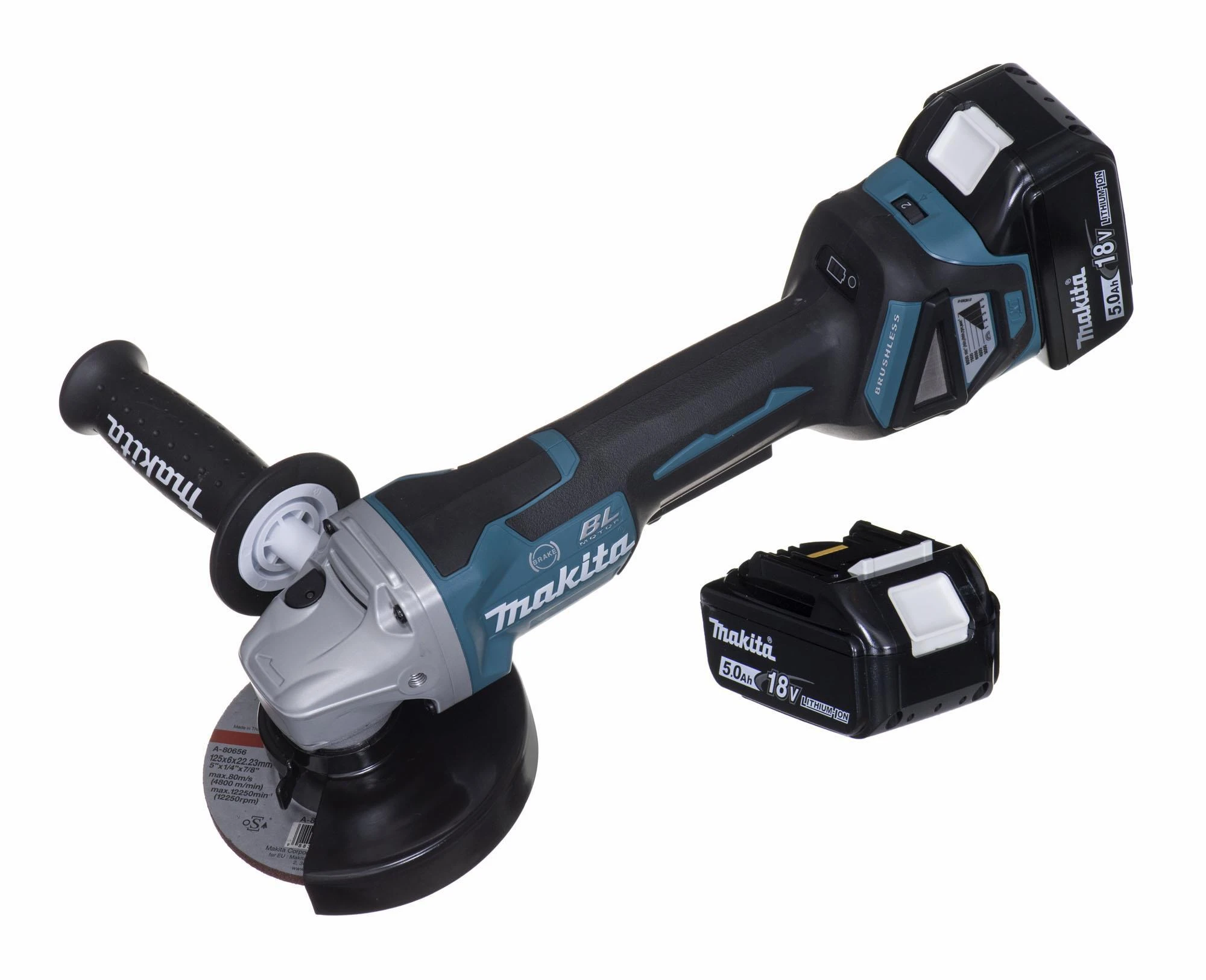 Makita DGA518 kampinis šlifuoklis su akumuliatoriumi