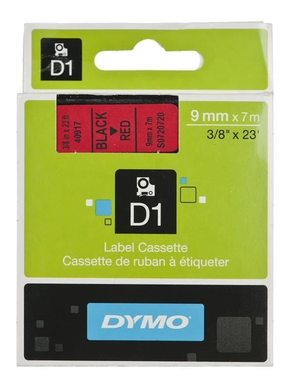 Juostelė DYMO D1 9mm x 7m, juoda ant raudono / S0720720 40917