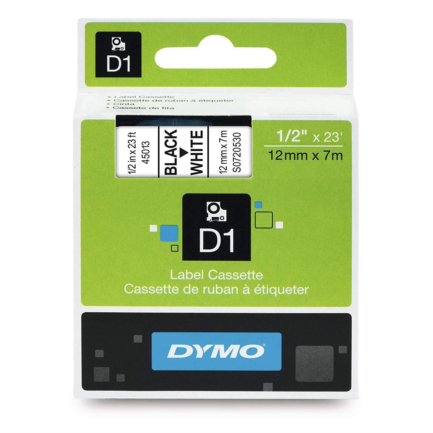 Juostelė DYMO D1 12mm x 7m, vinilinė, balta ant juodo / S0720610 45021