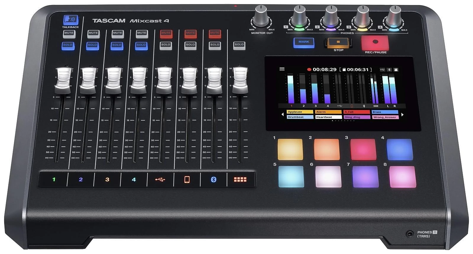 Garso Pultas - Tascam Mixcast 4 Su 4-Pad Jutikliniu Ekranu