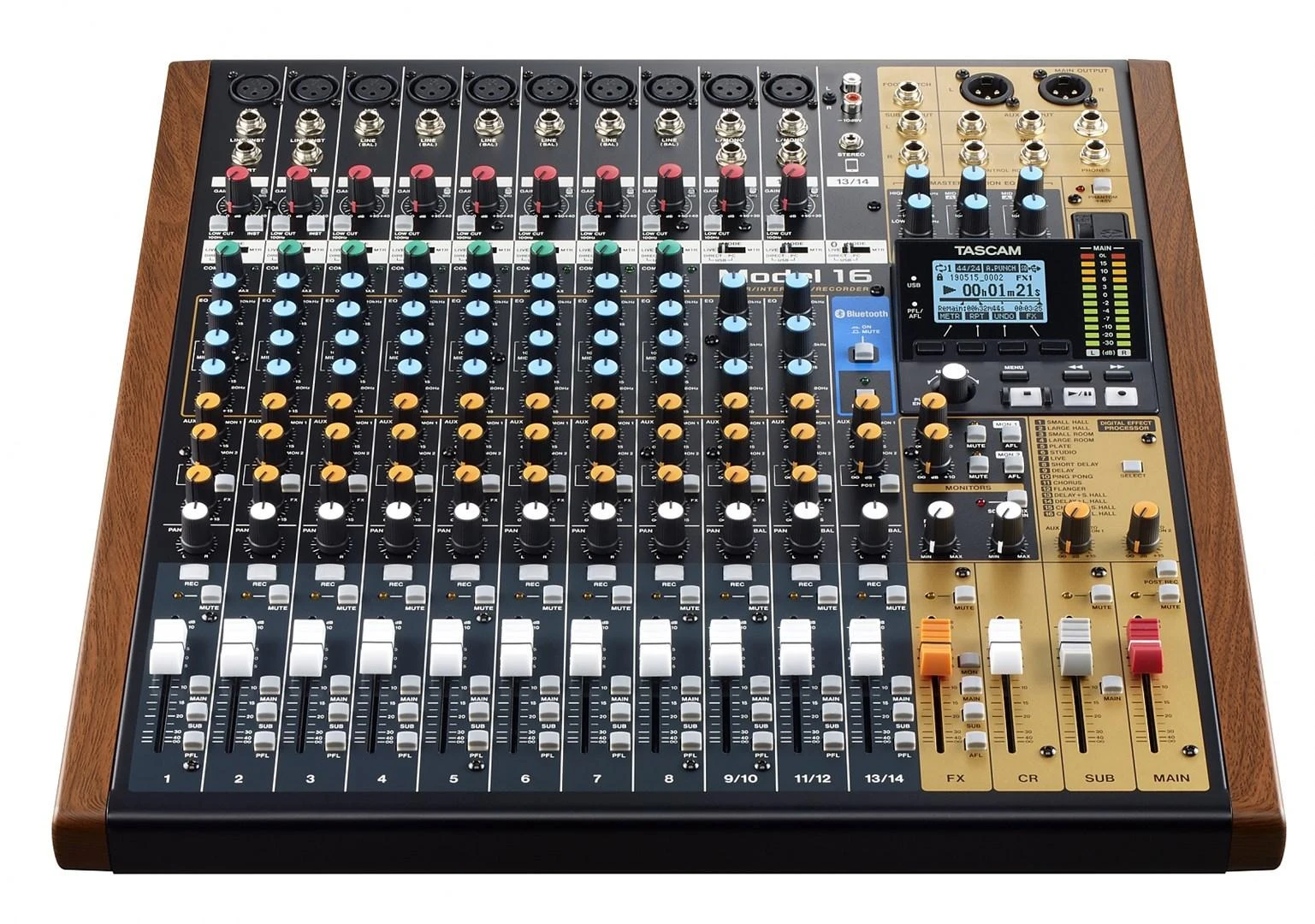 Garso Pultas - Tascam Model 16 16 Kanalai 20-30000 Hz Juodas, Auksinis, Mediena