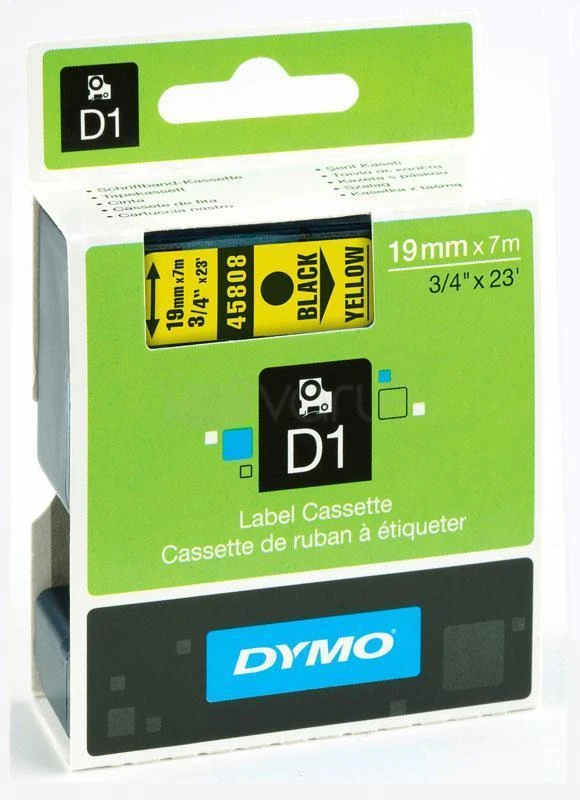 Juostelė DYMO D1 19mm x 7m, juoda ant geltono / S0720880 45808