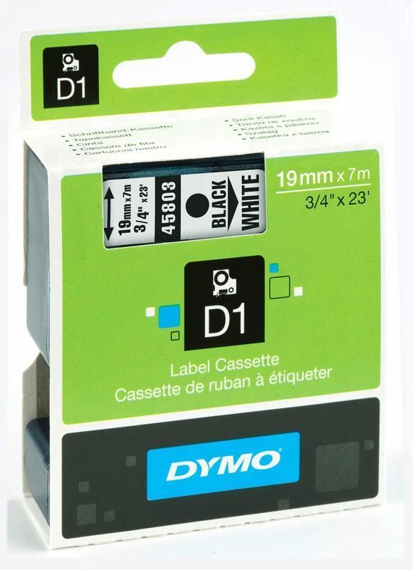 Juostelė DYMO D1 19mm x 7m, juoda ant balto / S0720830 45803
