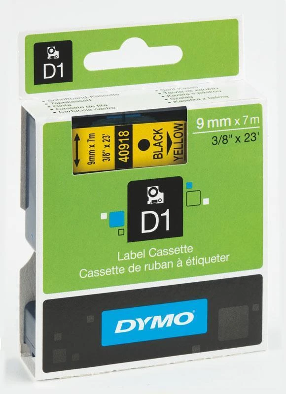 Juostelė DYMO D1 9mm x 7m, juoda ant geltono / S0720730 40918