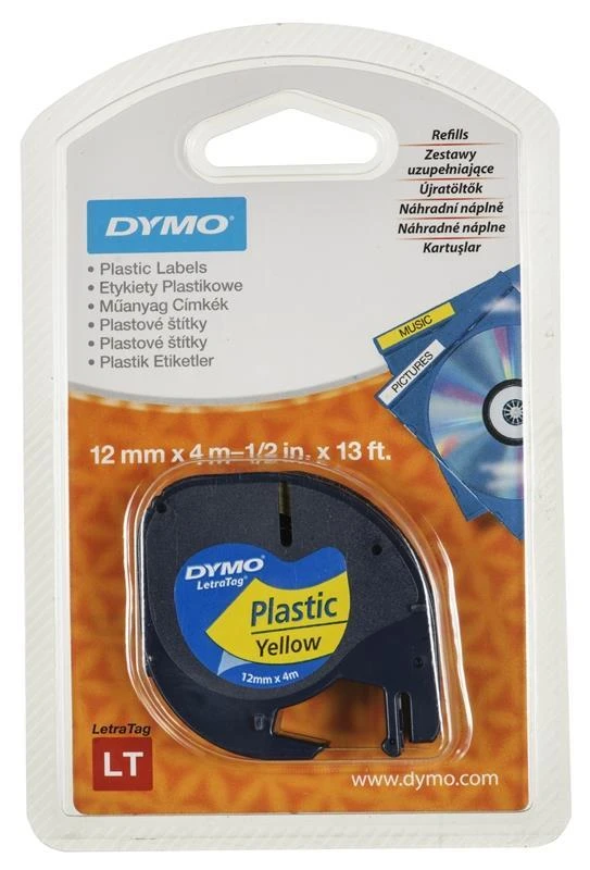 Dymo Juostelė LETRATAG, plastikinė, 12x4mm.