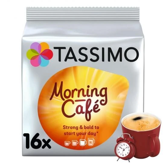 Kavos kapsulės „Tassimo Morning Cafe“ (suderinamos su „Bosch Tassimo“ kapsuliniais kavos aparatais), 16 vnt.