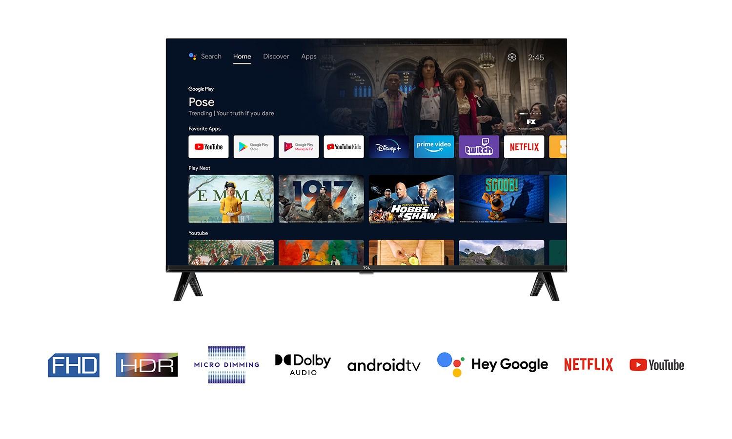 Televizorius TCL S54 32S5400AF TV 81.3 cm (32") Full HD Smart TV Wi-Fi Sidabrinis