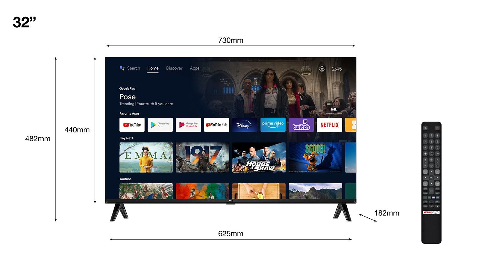 Televizorius TCL S54 32S5400AF TV 81.3 cm (32") Full HD Smart TV Wi-Fi Sidabrinis