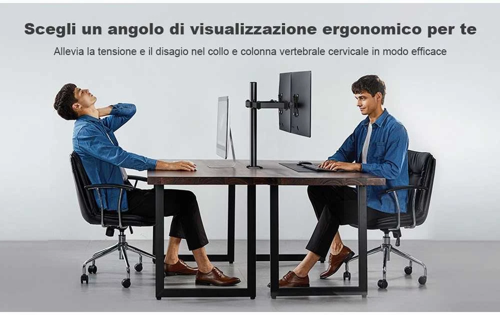 Laikiklis TECHLY 301740 Techly Dvigubas stalas LED/LCD monitoriaus rankena 13-27 2x10kg reguliuojama
