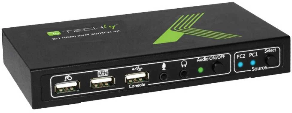 TECHLY 028696 Techly 2 prievadų HDMI/USB KVM jungiklis 2x1 su garsu