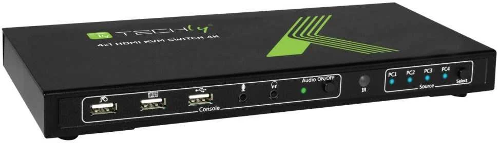 Techly 4x1 USB HDMI KVM Switch 4Kx2K IDATA KVM-HDMI4U KVM jungiklis Juoda