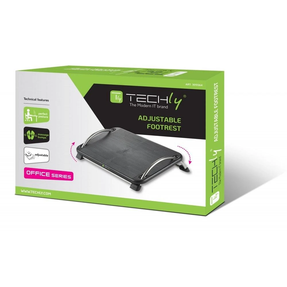 TECHLY 305564 Techly Ergonomiška kojų atrama su kampo reguliavimu, juoda