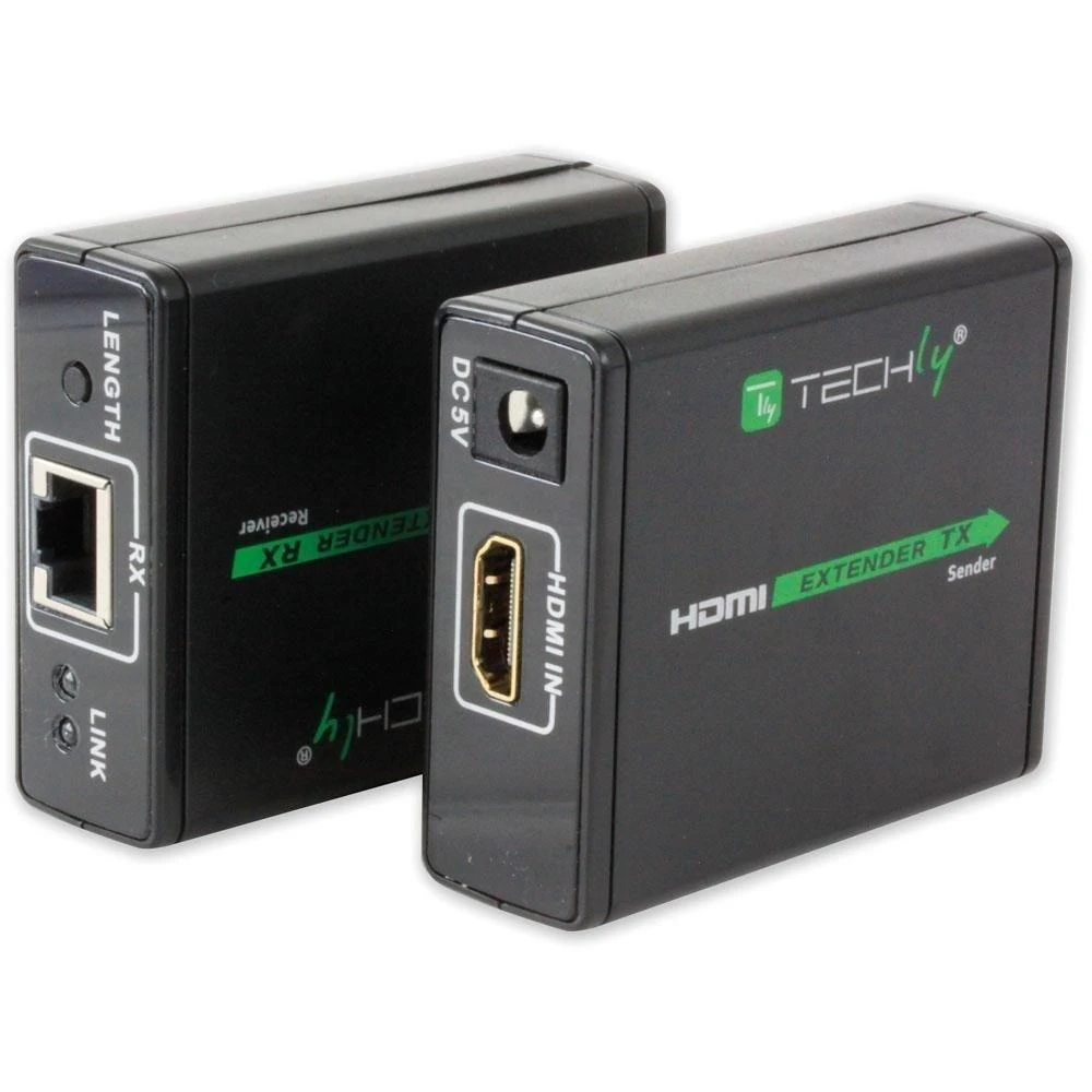 Techly IDATA EXT-E70 vaizdo ir garso signalų ilgintuvas AV siųstuvas ir imtuvas Juoda