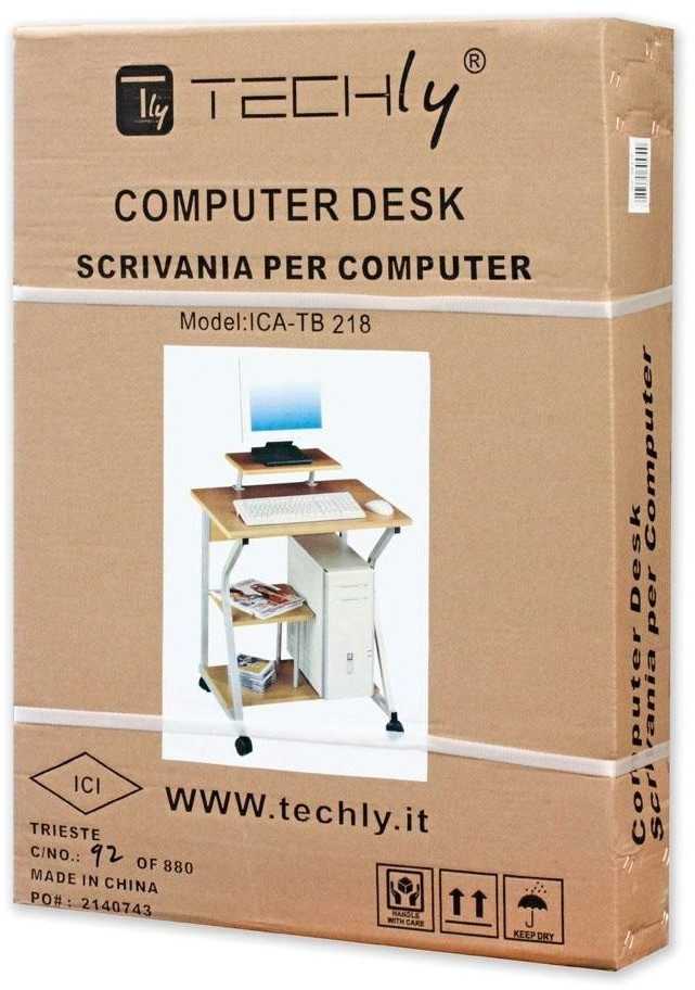 Techly ICA-TB 218 kompiuterio stalas Sidabras, Medis