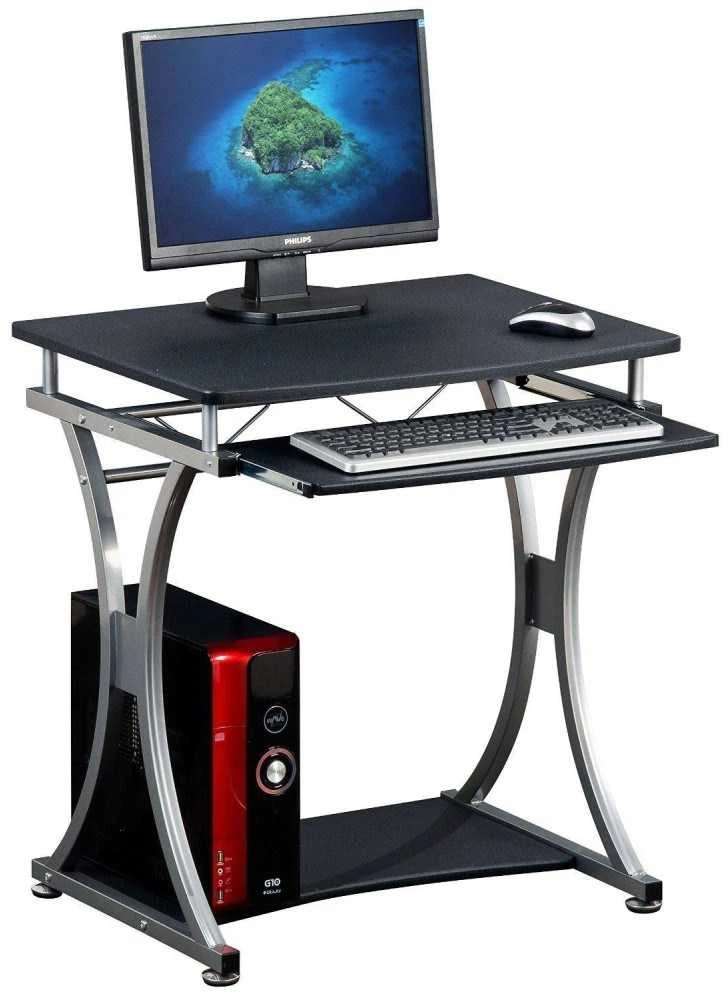 TECHLY 307308 Techly Compact kompiuterio stalas 700x550 su slankiojančiu klaviatūros dėklu juodas grafitas