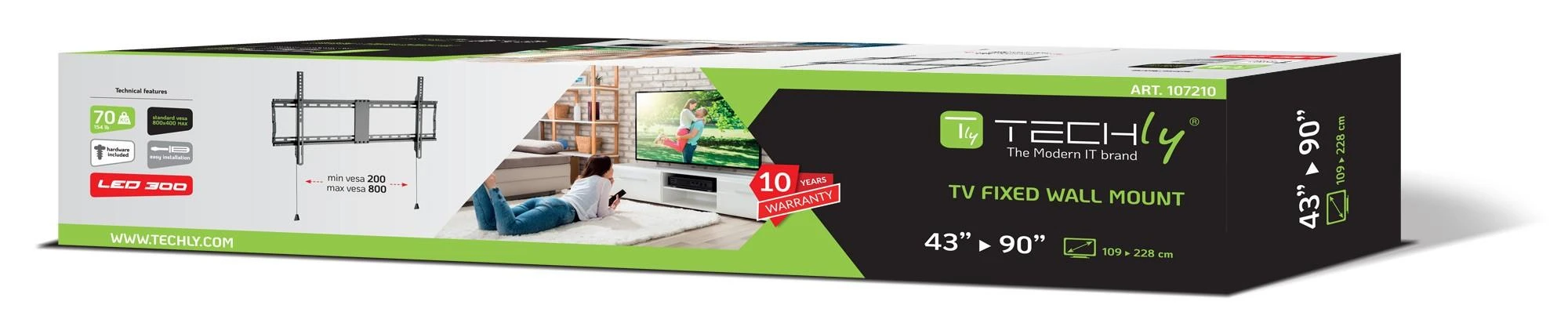 Techly Techniškai fiksuotas sieninis laikiklis LED televizorius LCD 43-90"