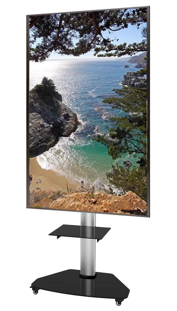Laikiklis Techly grindų stovas su lentyna vežimėliu TV LCD/LED/Plasma 37-70" sidabro
