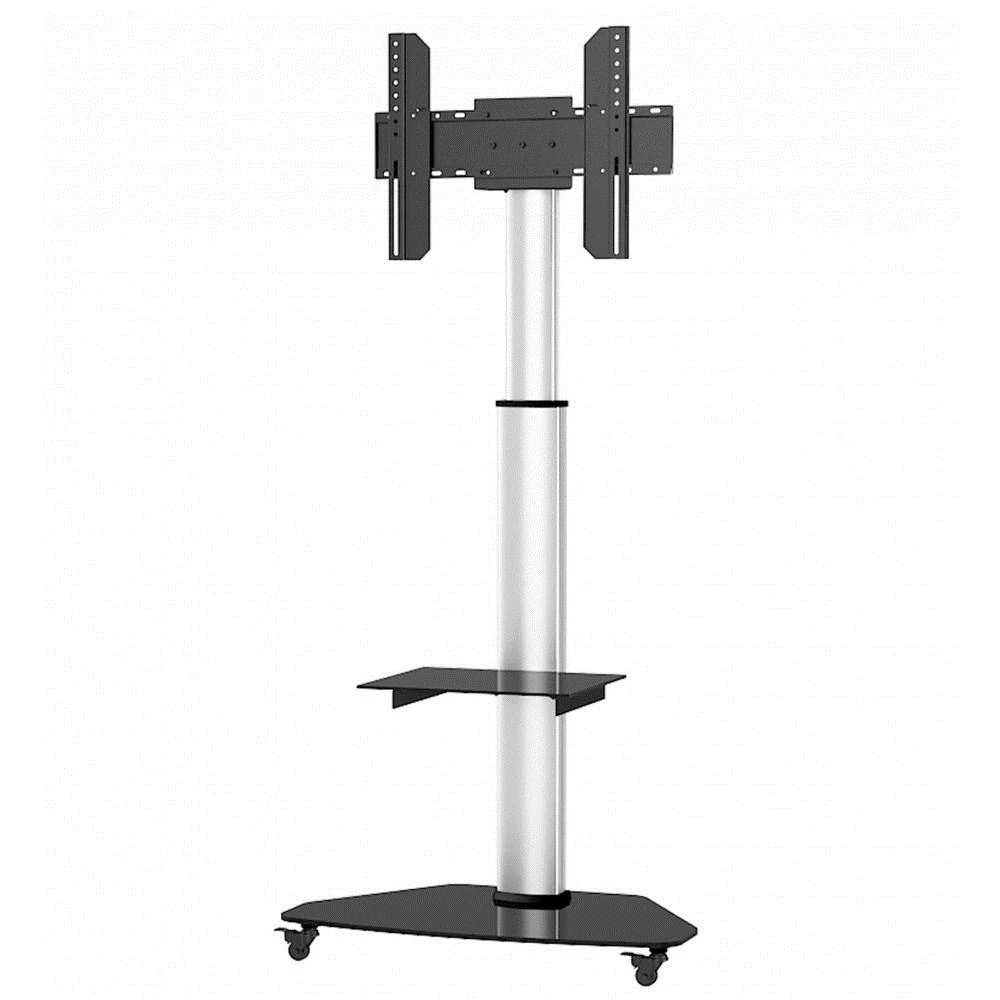 Laikiklis Techly grindų stovas su lentyna vežimėliu TV LCD/LED/Plasma 37-70" sidabro