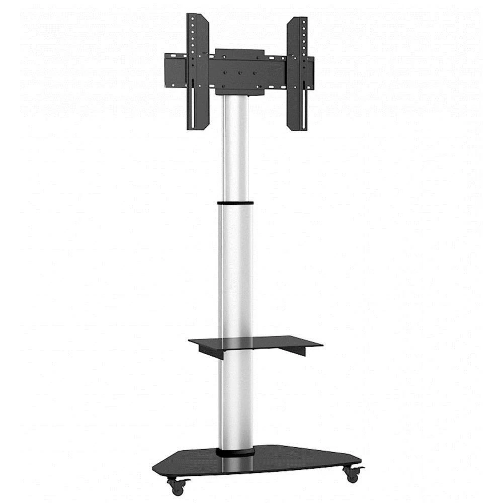 Laikiklis Techly grindų stovas su lentyna vežimėliu TV LCD/LED/Plasma 37-70" sidabro