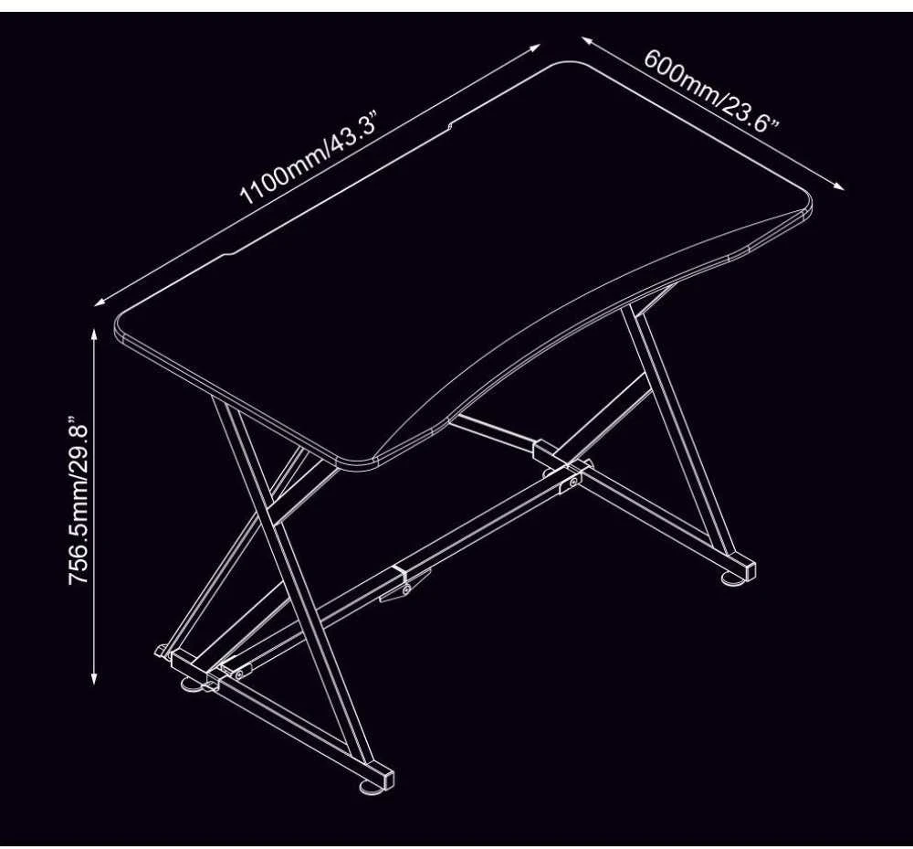 Žaidimų stalas Techly Gaming Desk for PC with Angular Ergonomic Edge, Juodas