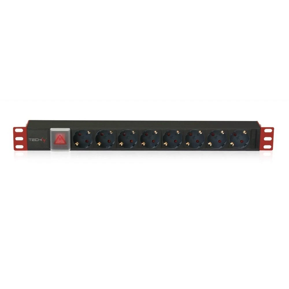 Techly I-CASE STRIP-81UD maitinimo paskirstymo įrenginys 1U Aliuminis, Juoda 8 AC išvestis(ys / čių)