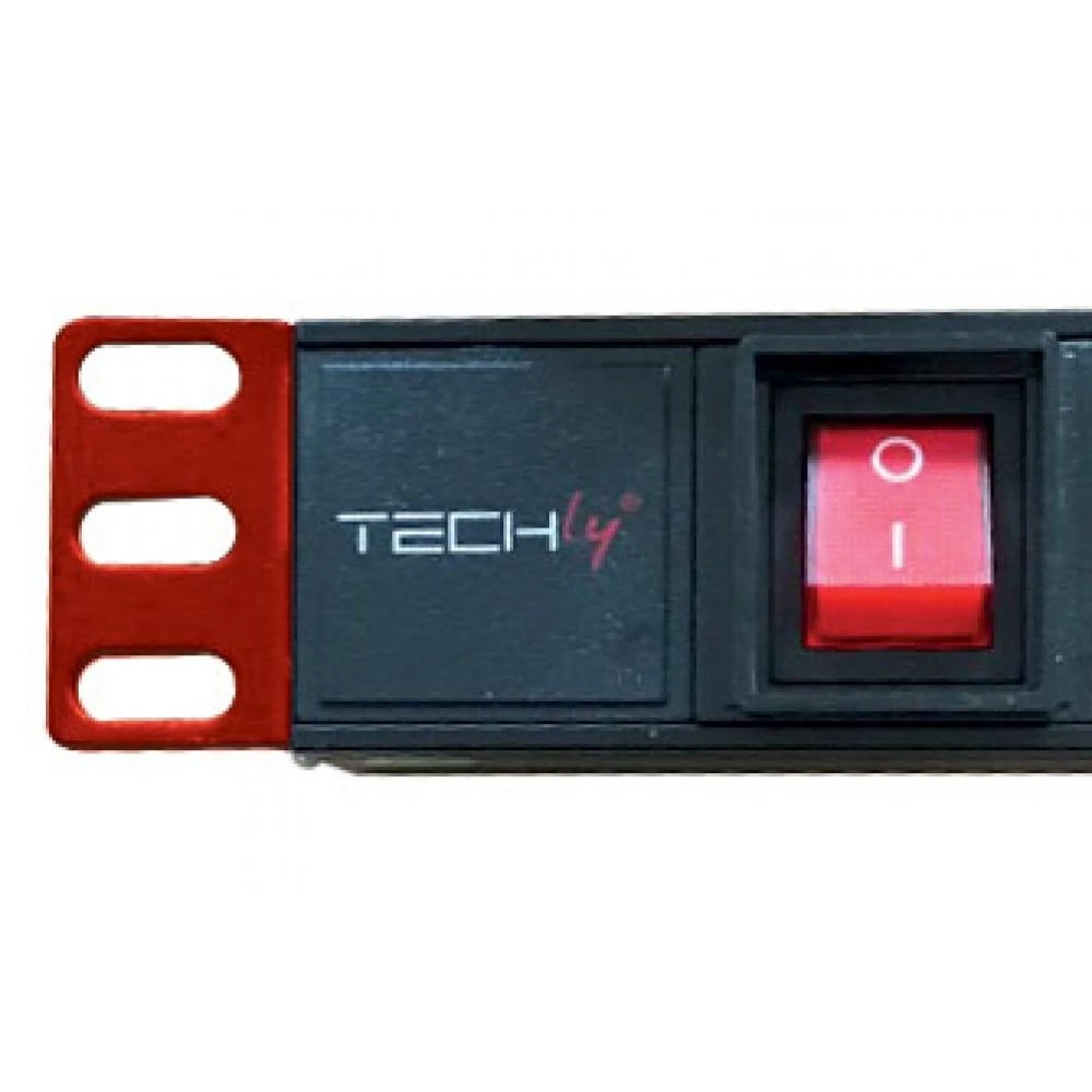 Techly I-CASE STRIP-81UD maitinimo paskirstymo įrenginys 1U Aliuminis, Juoda 8 AC išvestis(ys / čių)