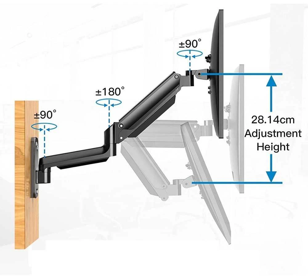 TECHLY 102864 Techly Sieninis laikiklis televizoriui LED/LCD 17-32 8kg VESA pilnas judesys su dujine spyruokle