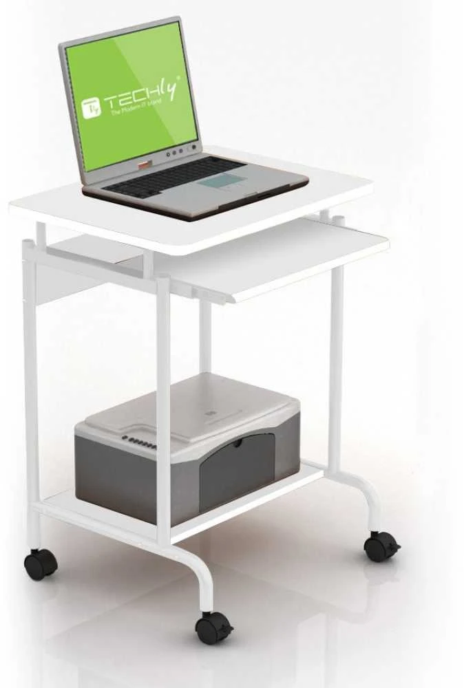 TECHLY Kompiuterio stalas Compact 600x450 su lentyna baltas