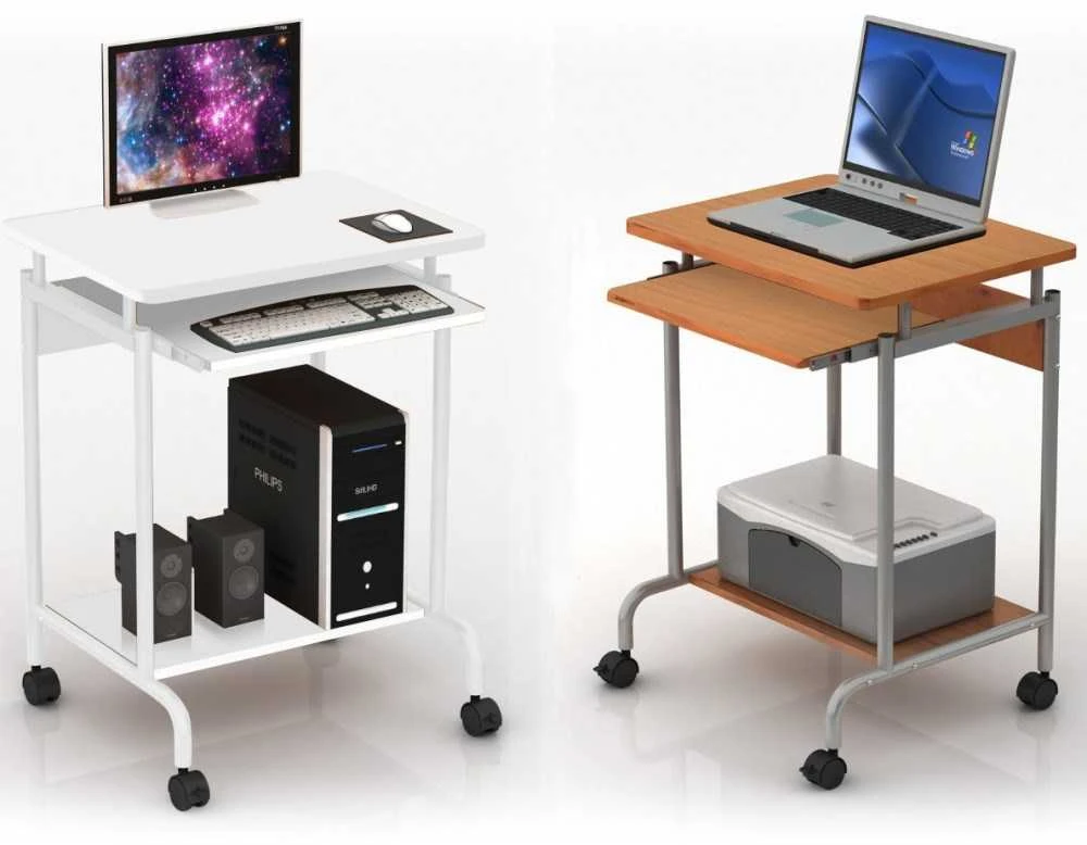 TECHLY Kompiuterio stalas Compact 600x450 su lentyna baltas