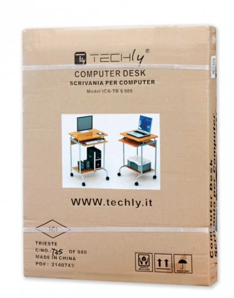 TECHLY Kompiuterio stalas Compact 600x450 su lentyna baltas