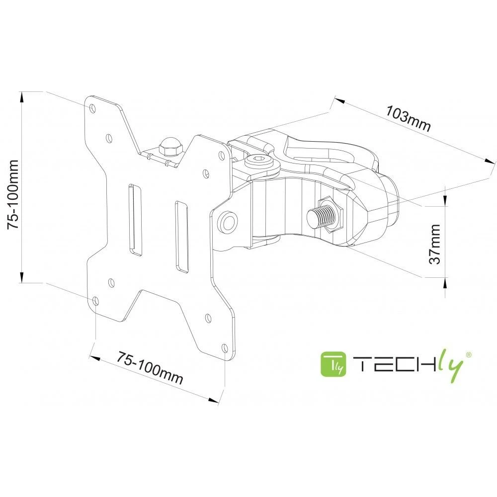 Techly ICALCD100BK monitoriaus laikiklis arba stovas Juoda