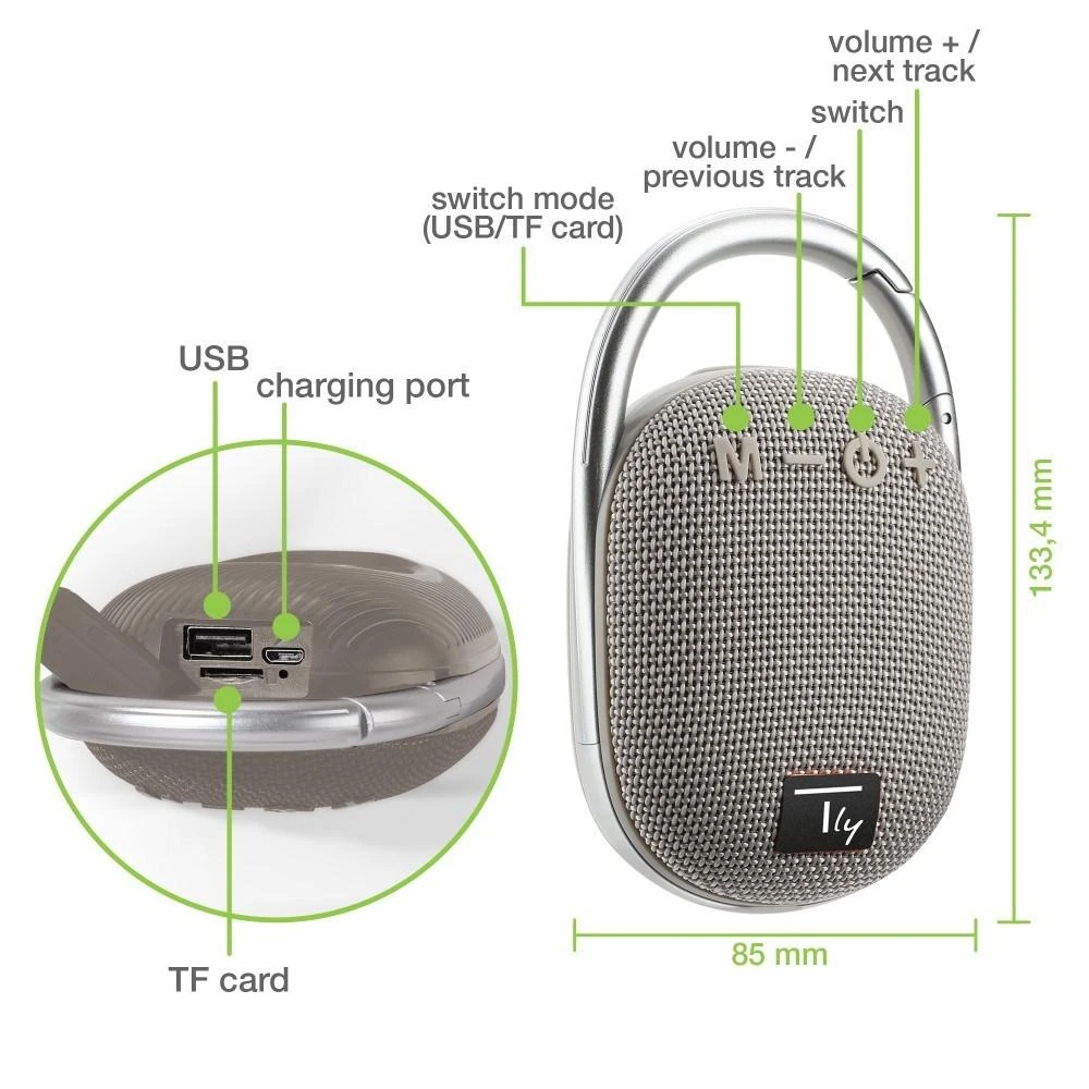 techly bluetooth 5.3 belaidis garsiakalbis 5w tws