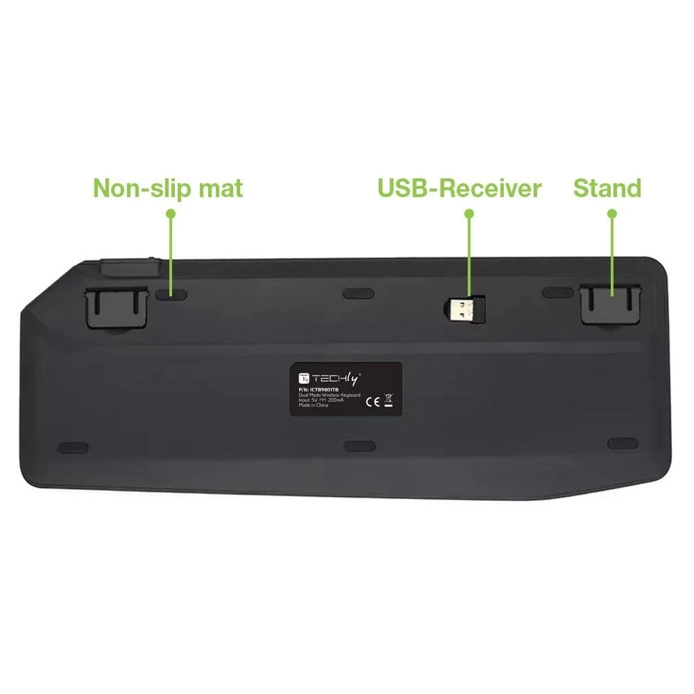 Belaidė Klaviatūra - Techly ICTB9801TB QWERTY Juoda