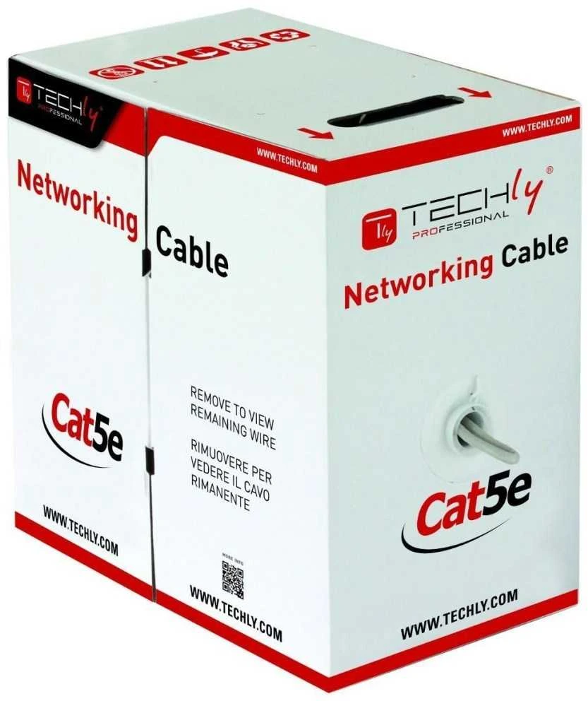 TECHLY 025626 TechlyPro Tinklo instaliacinis kabelis UTP Cat5e 4x2 vijos CCA 305m pilkas